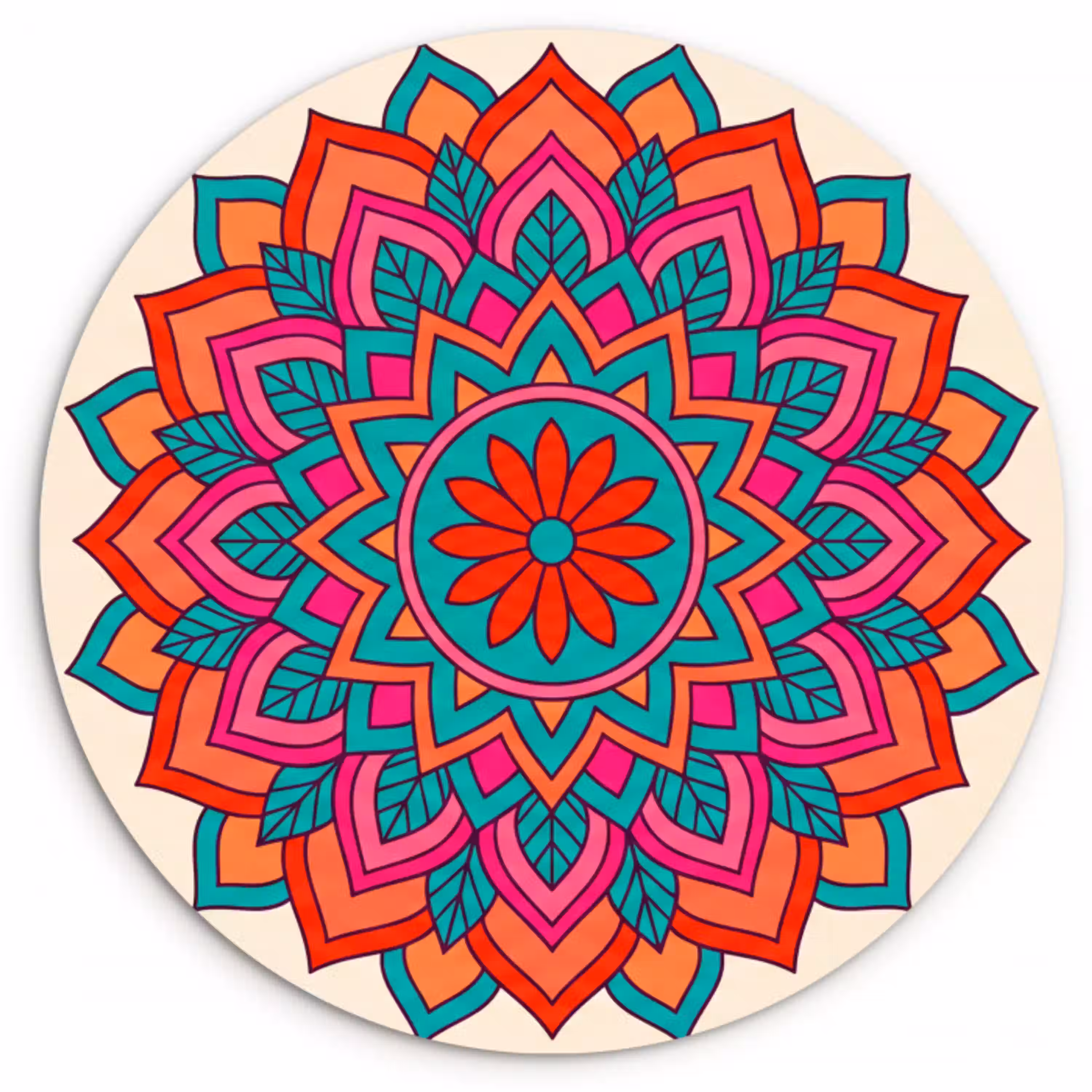 Mandala - Patroon - Abstract - Kleurrijk - Modern Wandcirkel kunststof plaat 5mm dik klein -3d