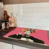 Meisje - Kopje - Bloemen - Roze Inductie beschermer vinyl 3mm klein -sfeer3