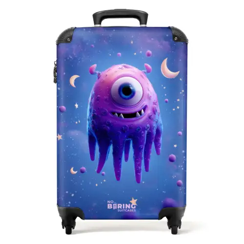 Paars monster in de ruimte NBS - Handbagage koffer - Kinderen Unisex middel -productfoto_recht