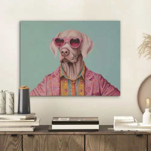 Hond - Overhemd - Bloemen - Bril PET vilt klein -sfeer1