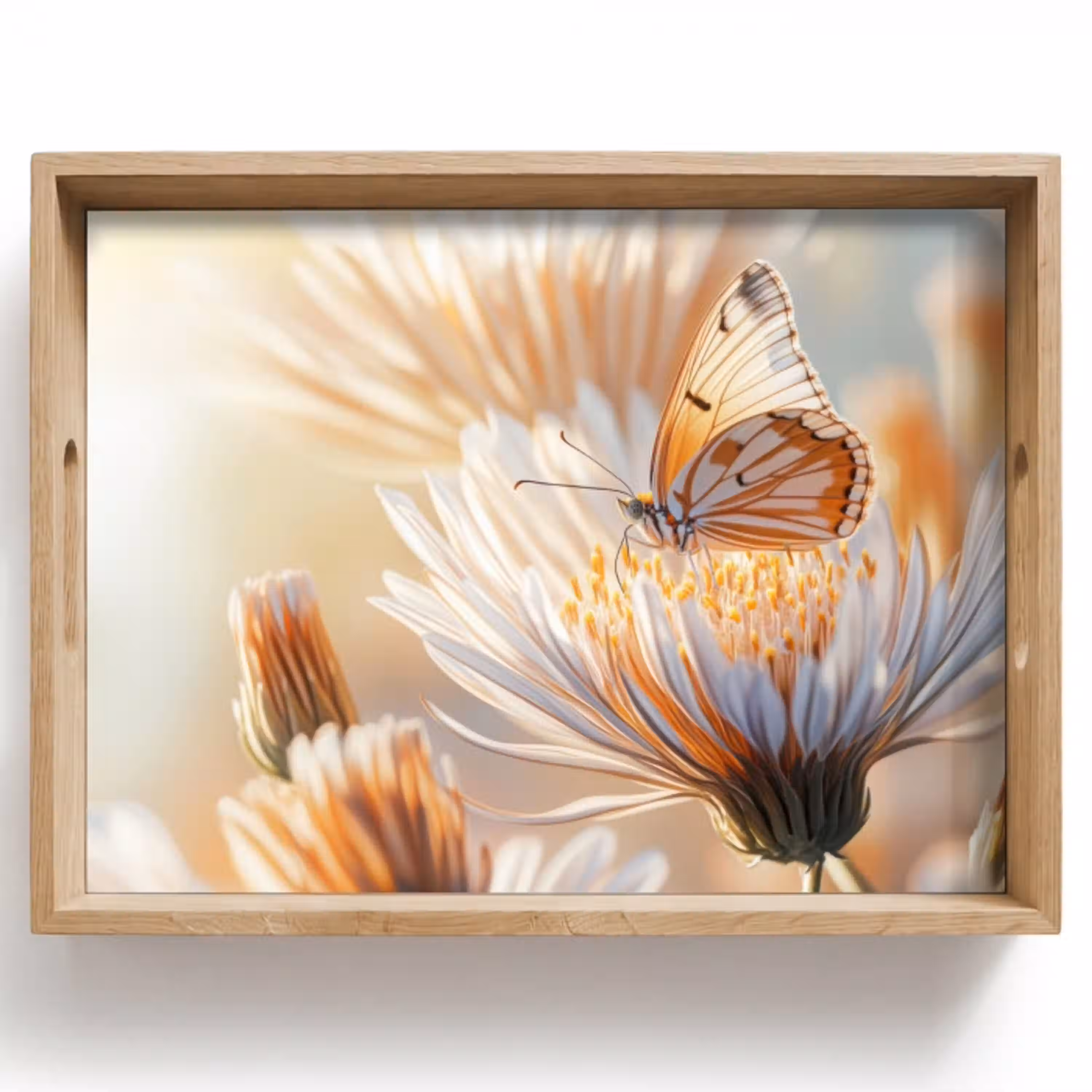 Vlinder - Bloem - Oranje Dienblad Rechthoek middel -z3d_shopping