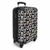 Crèmekleurige harten op zwart NBS - Handbagage koffer - Kinderen Unisex middel -productfoto_3d