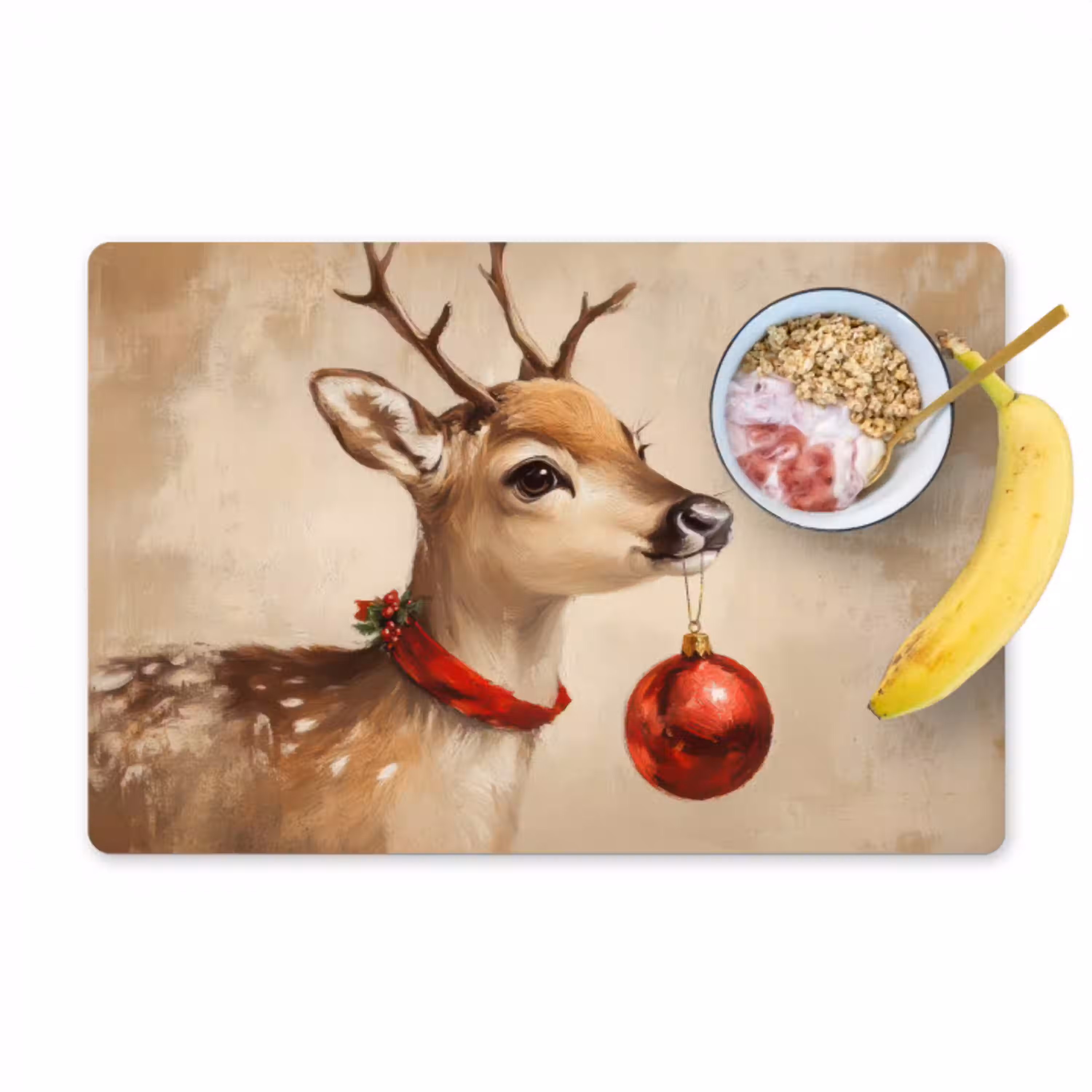 Kerst - Hert - Gewei - Kerstbal - Rendier Placemat vinyl groot -zzzproduct_Kitchenyeah-website