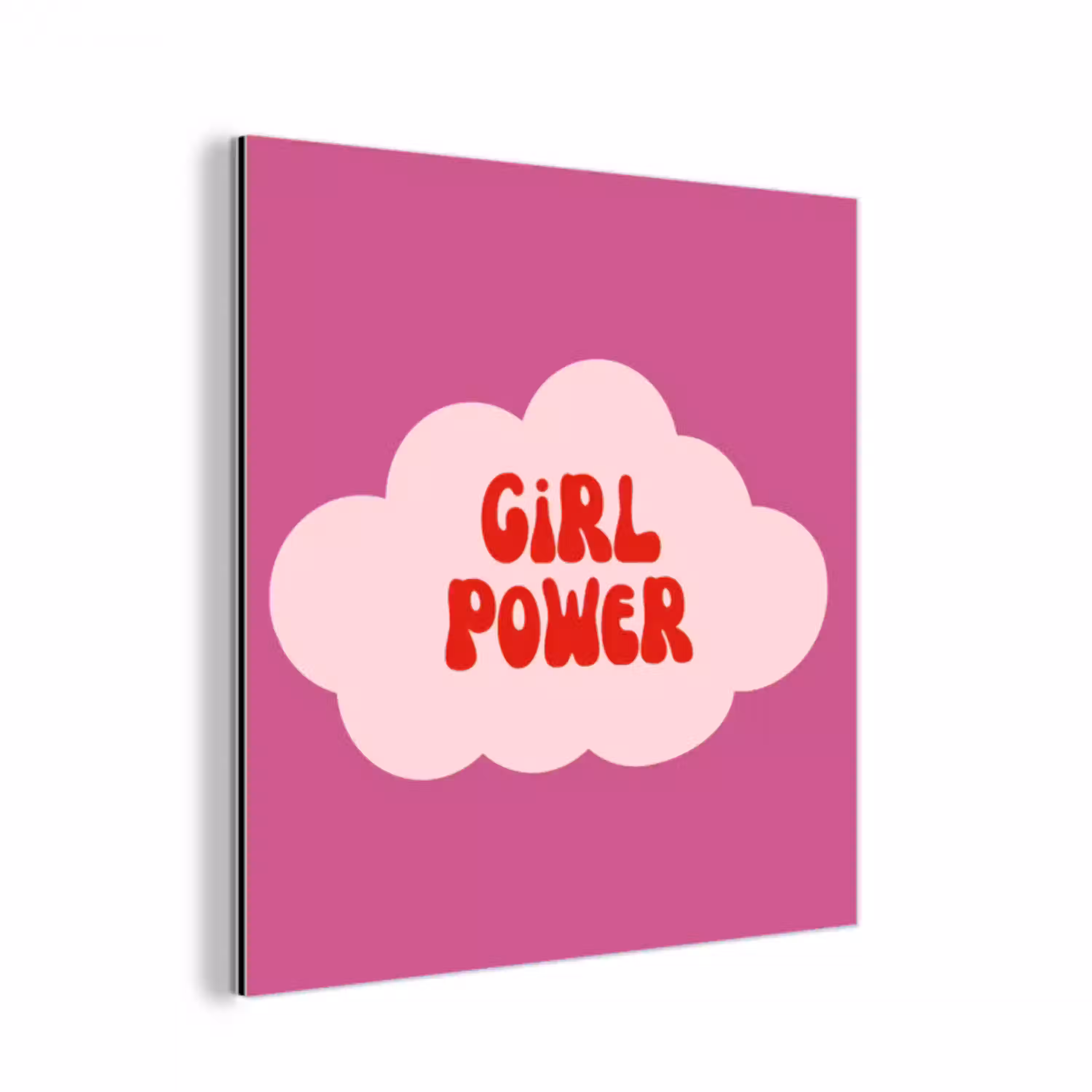Girl power - Wolk - Roze aluminium wit klein -3d