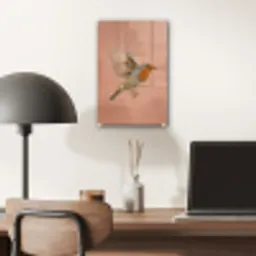 Roodborst - Natuur - Roze plexiglas 5mm klein -sfeer6