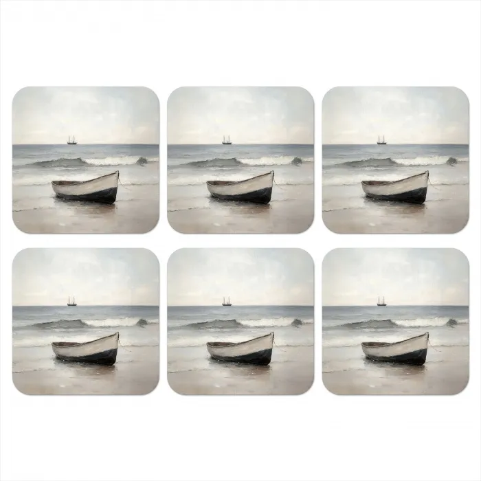 Roeiboot - Zee - Horizon onderzetter kurk middel -3d