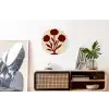 Bloemen - Bladeren - Rood - Minimalistisch Wandcirkel aluminium klein -kantoor