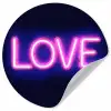 Neon - Love - Valentijn Wandcirkel behangsticker klein -3d