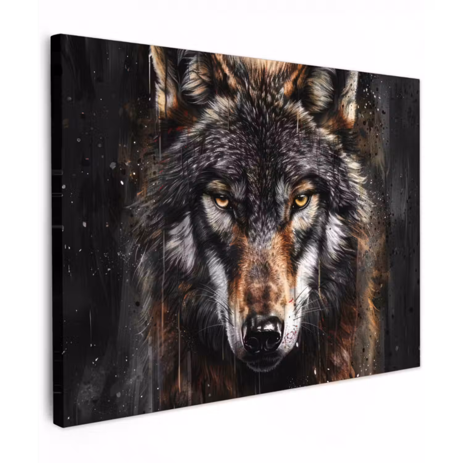 Leinwandbild - Tiere - Wolf - Porträt - Schwarz - Braun