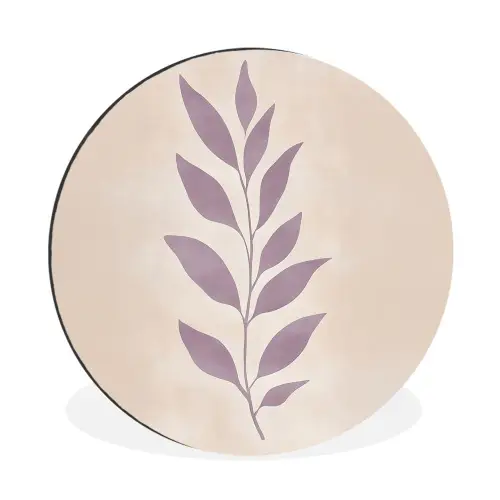 Tak - Bladeren - Minimalistisch - Beige Wandcirkel aluminium klein -3d