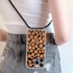 Houtblokken - Textuur - Patroon - Bruin - Rustiek Hoesje iPhone 16 Pro Max met koord klein -sfeer5