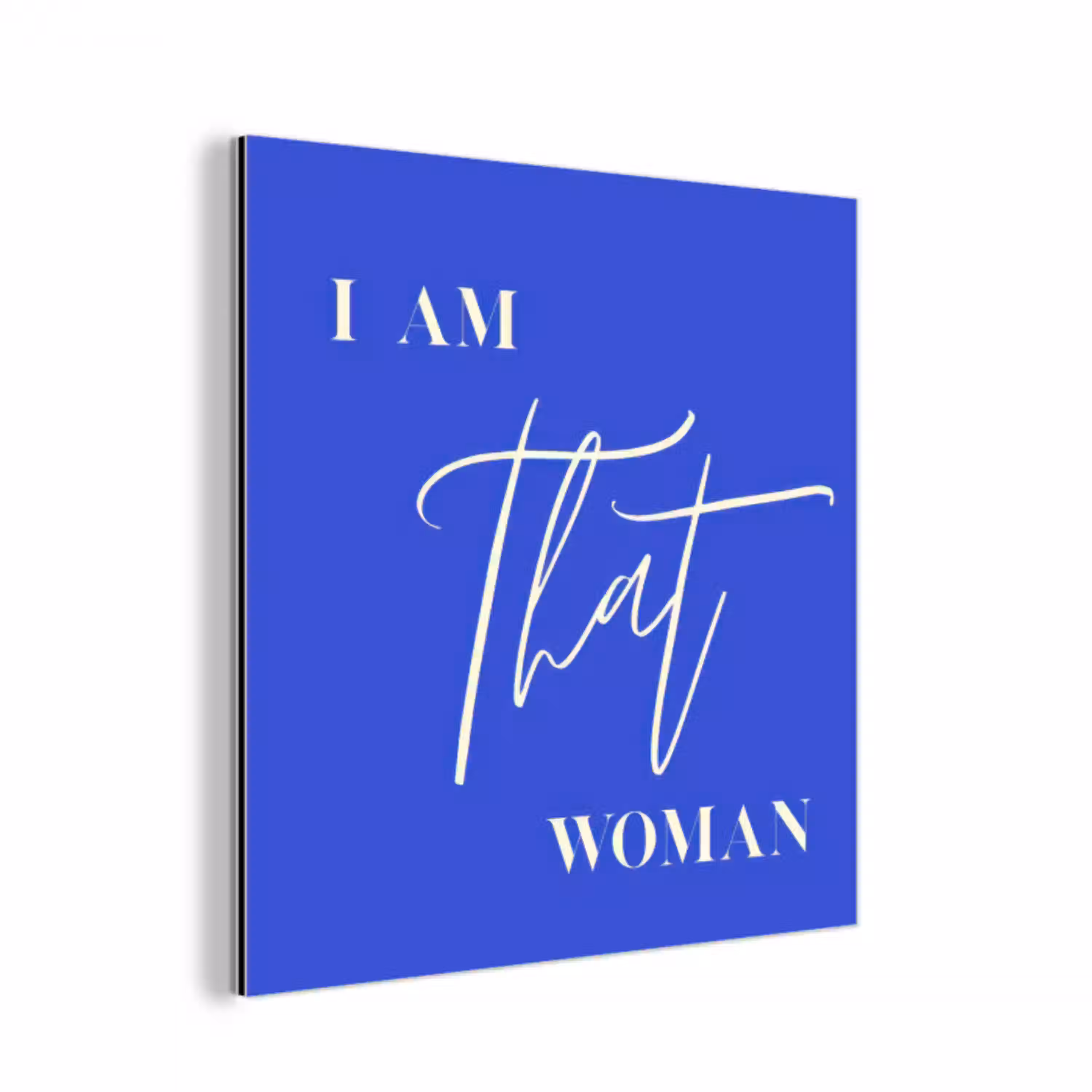 Blauw - I am that woman - Sierlijk - Minimalistisch aluminium wit klein -3d