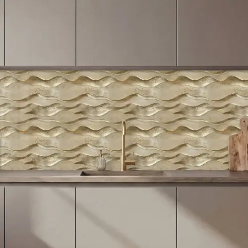 Golven - Patroon - Goud keuken achterwand 2 middel 871 zz_3dshopping