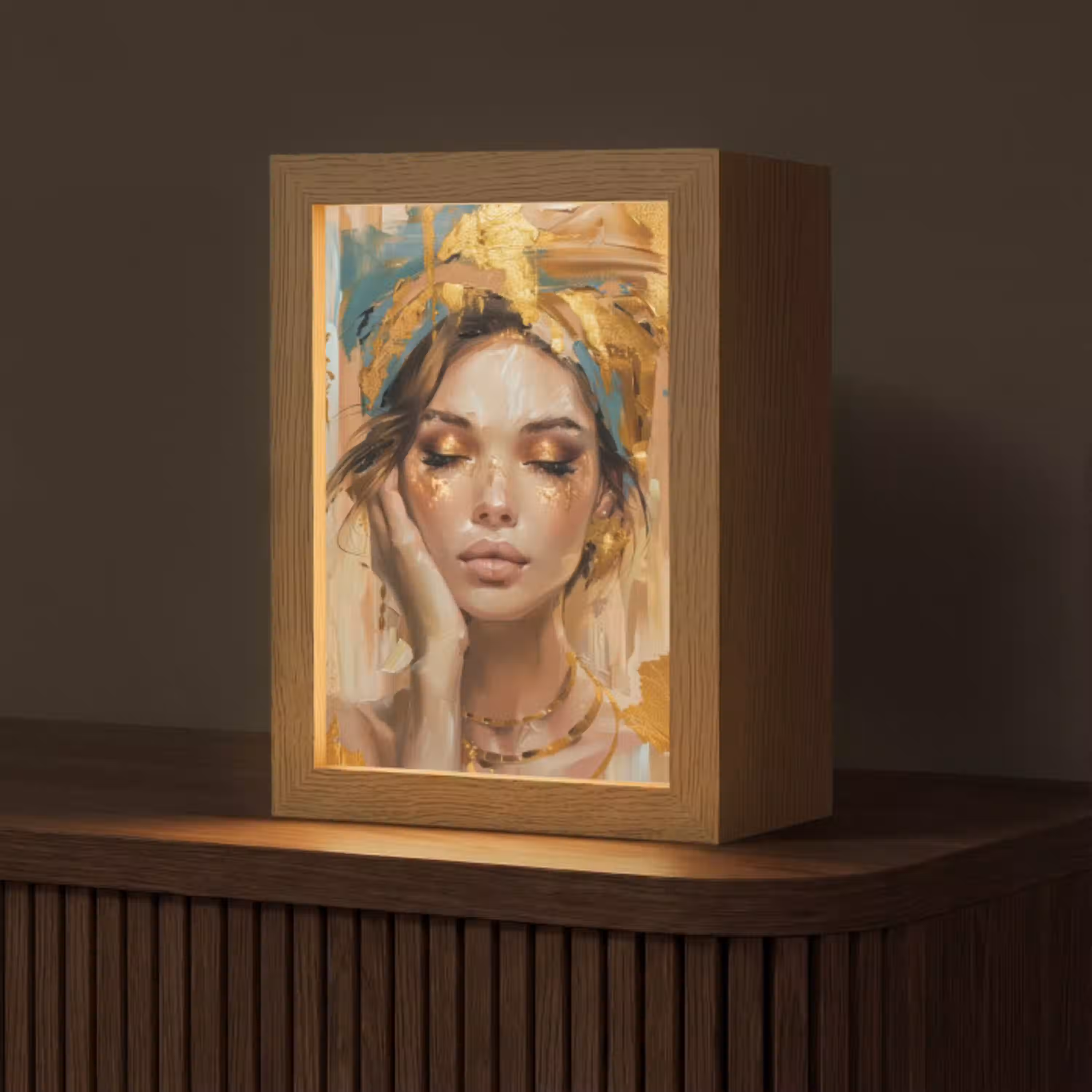 Vrouwen - Portret - Luxe - Goud Light Box met kabel (Tafellamp) klein -z3d_website