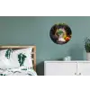 Doorkijk - Pad - Bloemen - Struik - Kleurrijk Wandcirkel aluminium klein -slaapkamer