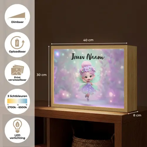 Fee - Paars - Sprookje Light Box met batterij (Wandlamp kind) middel -USP_websiteoverzichtNL