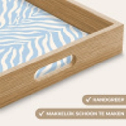 Zebra - Motief - Blauw - Wit Dienblad Rechthoek middel 911 -USP_HandgreepNL