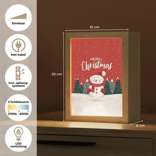 Kerstgroet - Sneeuw - Rood Light Box met kabel (Tafellamp) klein -USP_NL