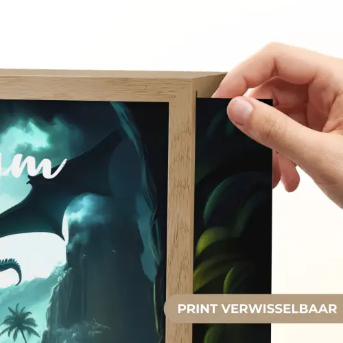 Dinosaurus - Draak - Jungle - Groen Light Box met batterij (Wandlamp kind) middel -USP_websiteprintNL