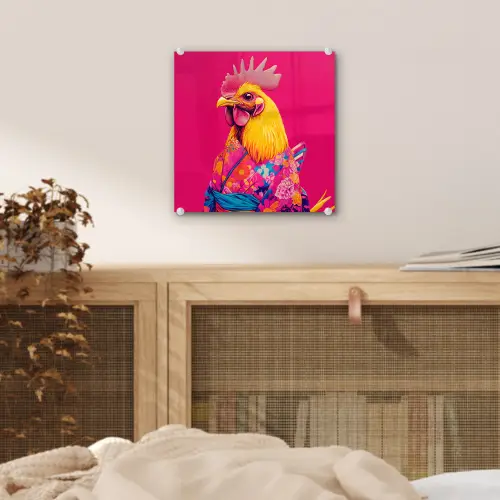 Haan - Kleurrijk - Kimono - Roze plexiglas 5mm klein -sfeer4