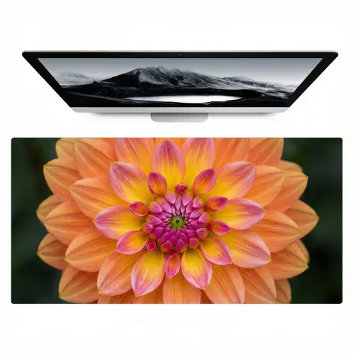 Dahlia - Bloem - Oranje Muismat XXL klein -zzz3d