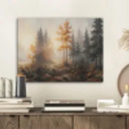 Bospad - Herfstbladeren - Natuur - Schilderachtig - Oranje PET vilt klein -sfeer1