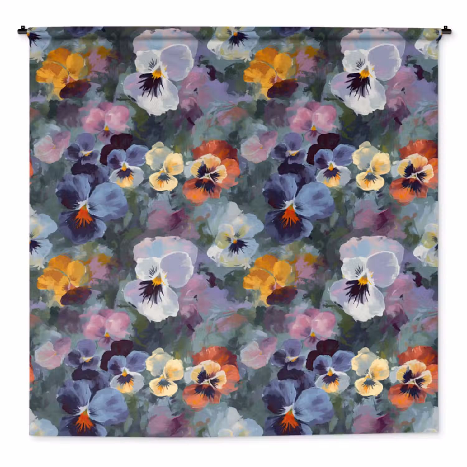 Wandkleed - Pastel - Viooltjes - Groen - Patroon
