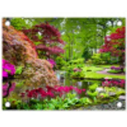 Kleurrijke Japanse tuin tuinposter los doek klein -3d