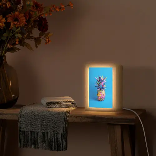 Ananas - Blauw - Tropisch - Vrolijk Light Box met kabel (Tafellamp) klein -sfeer4