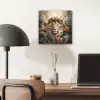 Leeuw - Wilde dieren - Planten - Natuur - Bloemen aluminium wit klein -sfeer5