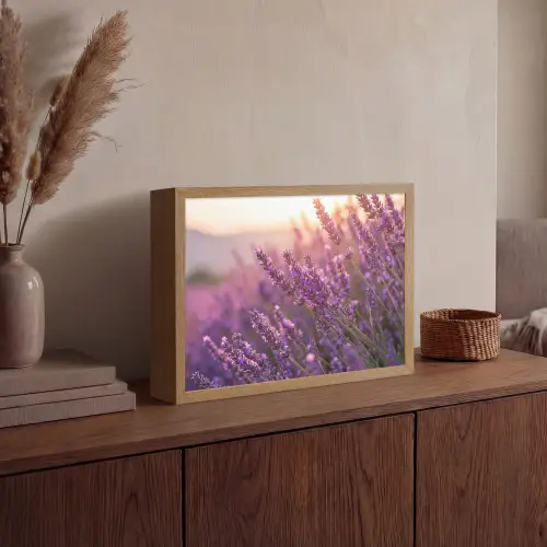 Lavendel - Paars - Zonlicht Light Box met batterij (Wandlamp) middel -sfeer2