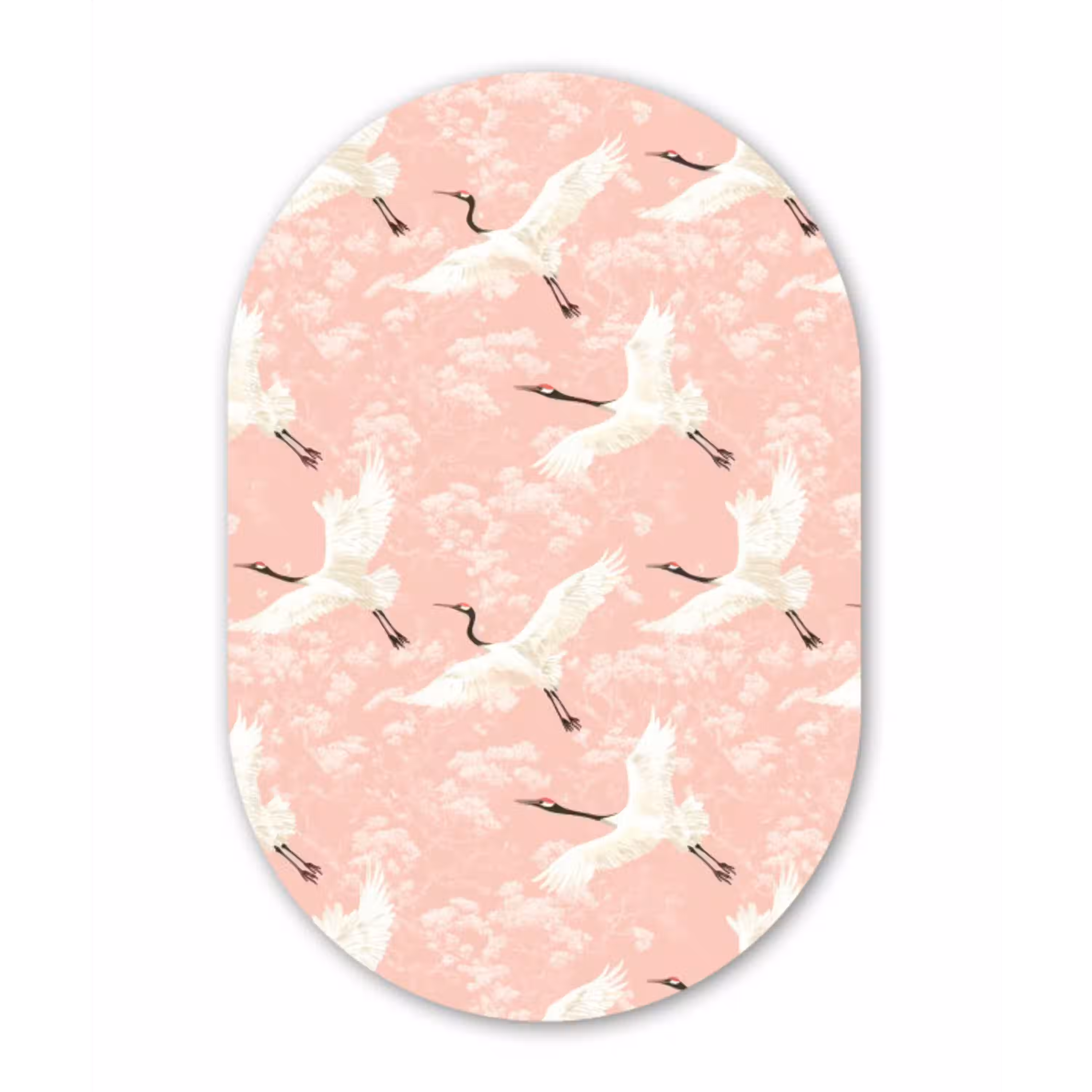 Kraanvogels - Bloesem - Roze Wandcirkel Ovaal Aluminium middel 839 -3d