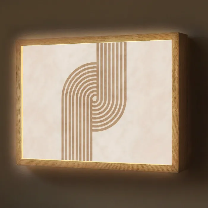 Symmetrische bocht - Koperkleurig Light Box met batterij (Wandlamp) middel -z3d_website