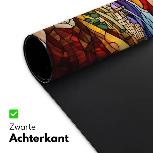 Mozaïek - Zon - Landschap - Dorp Muismat XXL klein -sfeer2