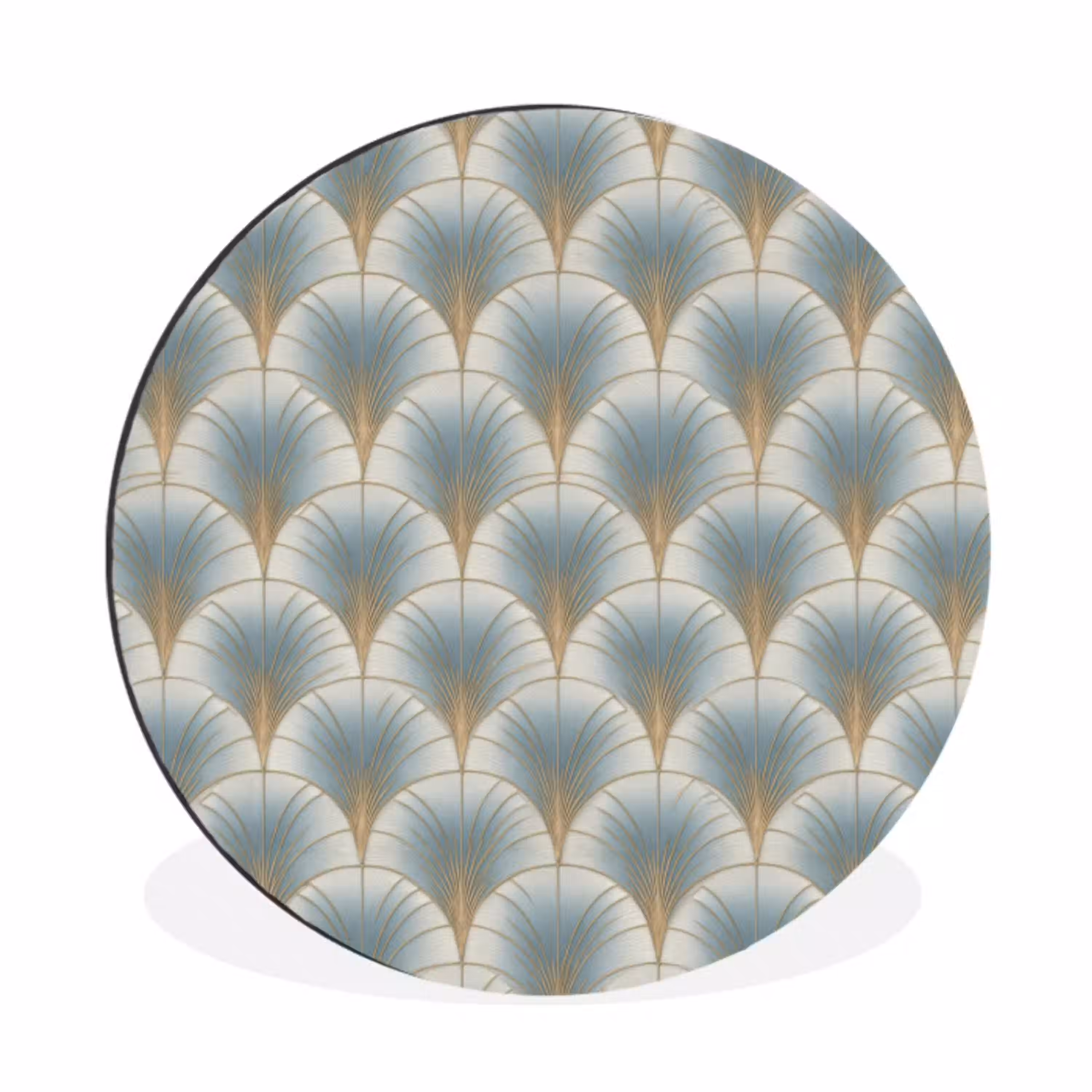 Waaier - Klassiek - Blauw Wandcirkel aluminium klein 190 -3d