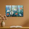 Bloemen - Kleurrijk - Blauw - Natuur Canvas - Meerluiken 3 luik klein -sfeer5