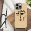 Overlappende profielen - Lichtbruin - Zwart Hoesje iPhone 16 Pro Max met koord klein -sfeer4