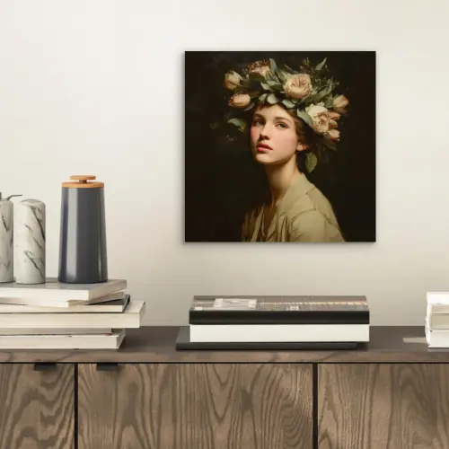 Bloemenstilte - Vrouw - Portret aluminium wit klein -sfeer1