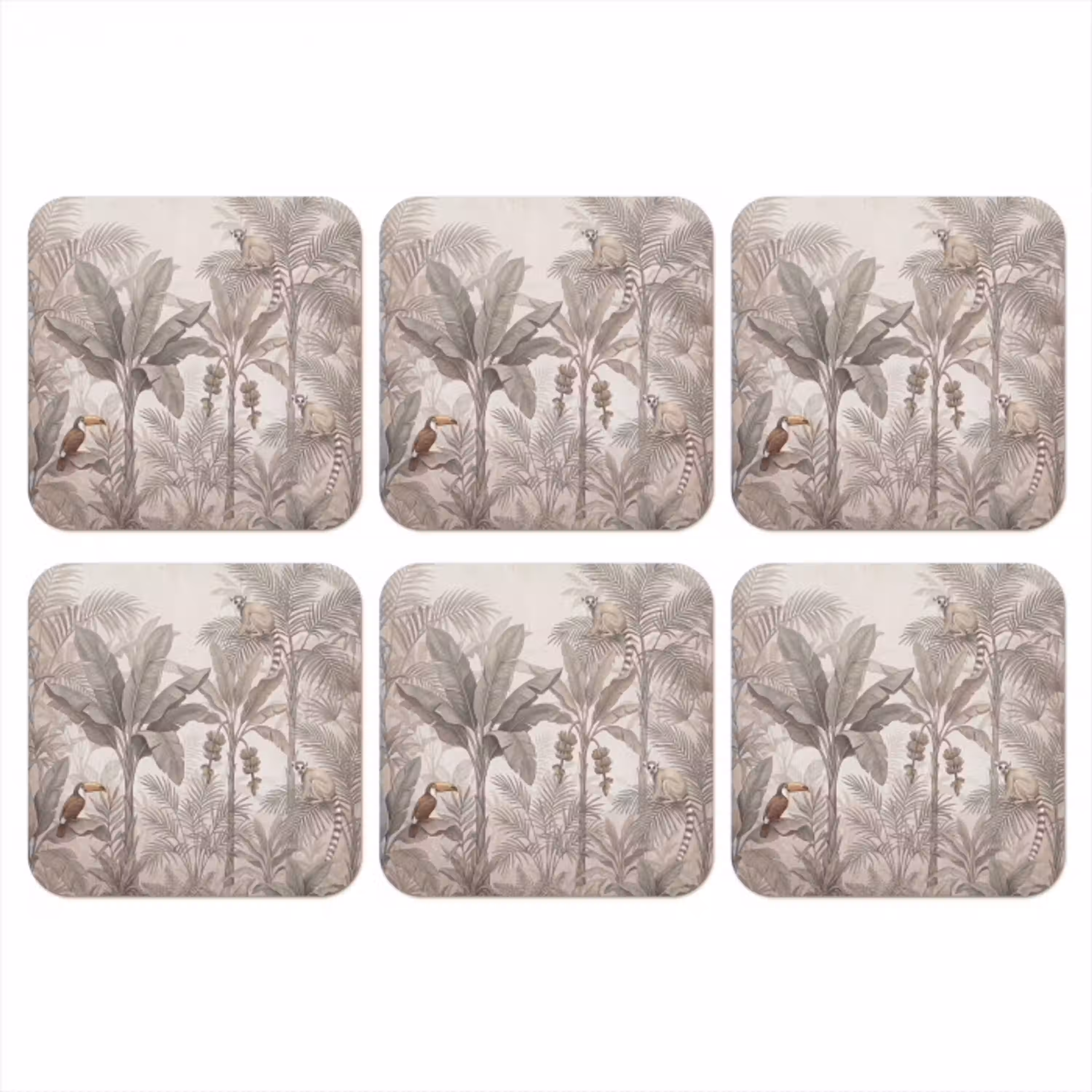 Natuur - Jungle - Ringstaartmaki - Bruin onderzetter kurk middel -3d