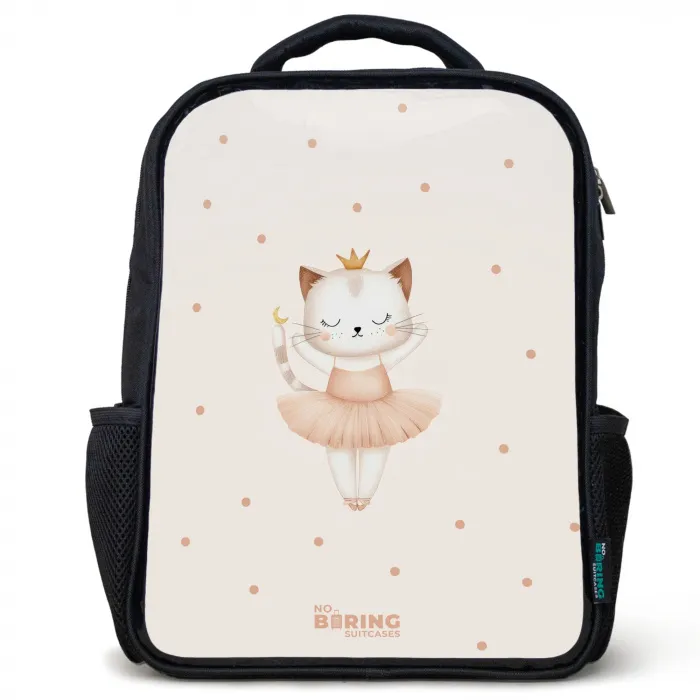 Ballerina kitten in beige kleuren Rugzak - Zwart middel -3d