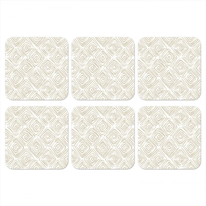 Abstract - Ruit - Beige onderzetter kurk middel 366 -3d