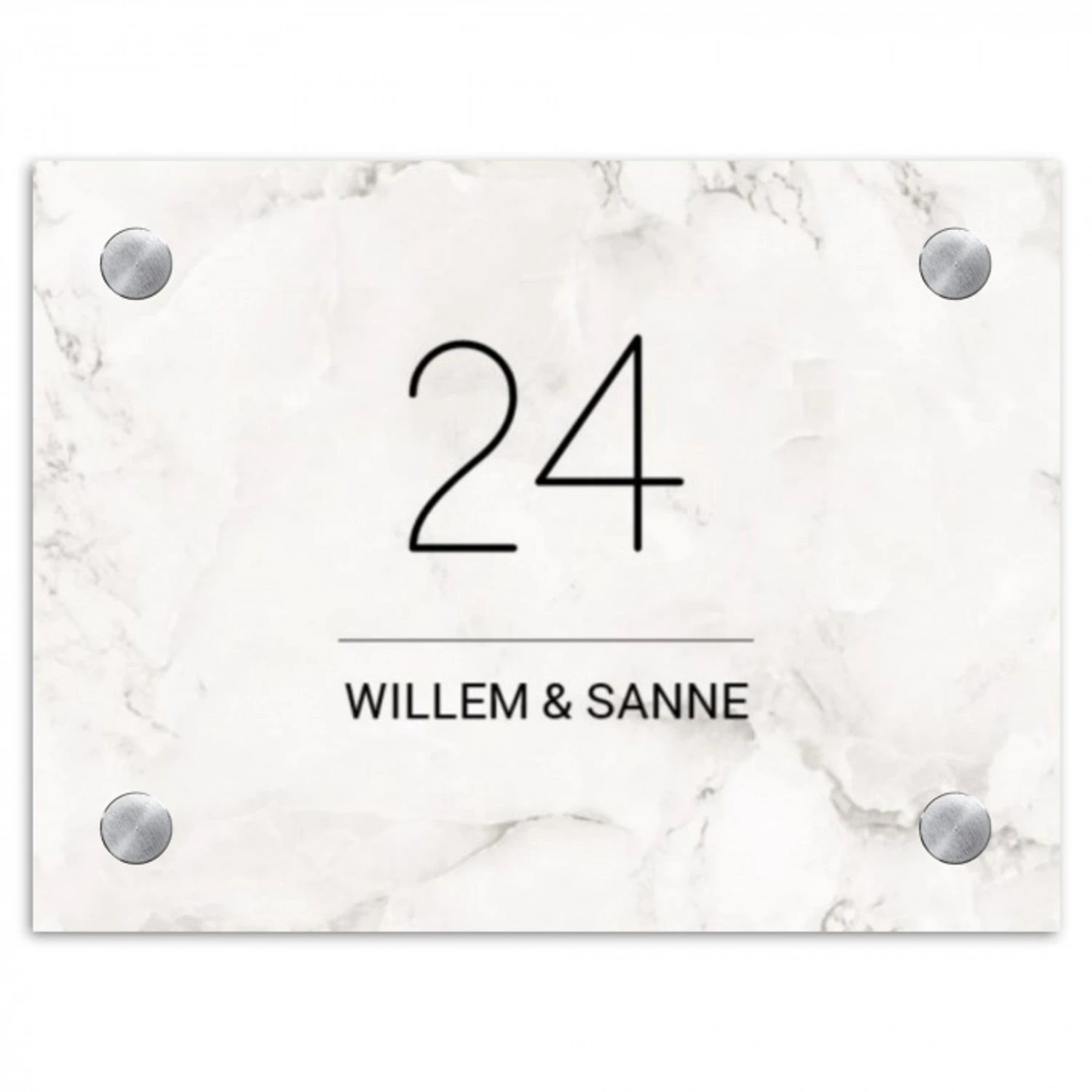 Wit marmer - Klassiek Naambord Rechthoek middel -3d