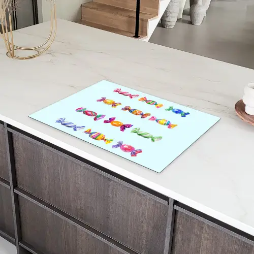 Snoepjes - Realistisch - Kleurrijk Inductie beschermer vinyl 3mm klein -sfeer8