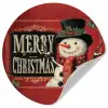Klassiek - Kerstgroet - Sneeuwpop - Rood Wandcirkel behangsticker klein -3d
