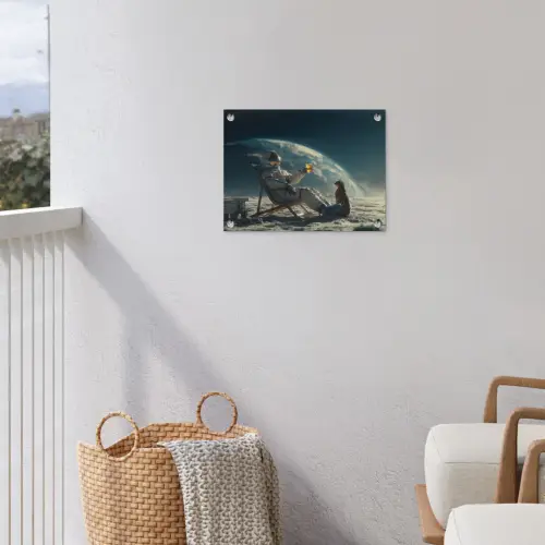 Astronaut - Kat - Glas - Stoel tuinposter los doek klein -sfeer8