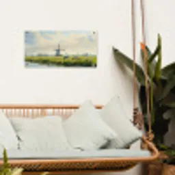 Koeien - Windmolen - Weide - Blauw tuinposter los doek klein -sfeer7