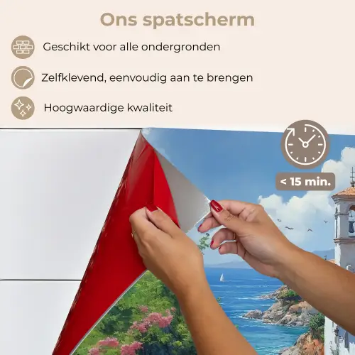 Huizen - Zee - Bomen - Bloemen keuken achterwand spatscherm klein -spatscherm_NL