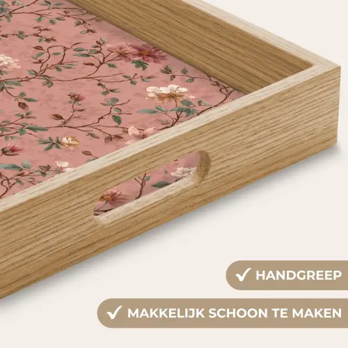 Botanisch - Bloemen - Roze Dienblad Rechthoek middel 911 -USP_HandgreepNL