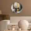 Abstract - Goud - Zilver - Vormen - Aesthetic - Modern Akoestische PET Vilt - Rond klein -sfeer1