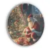 Kerstman - Haard - Donker Akoestische PET Vilt - Rond klein -3d